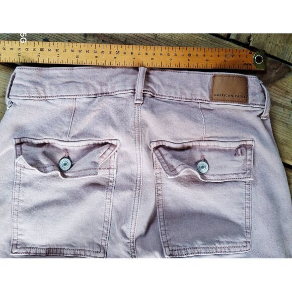 American Eagle Women's Light Pink High-Waisted Straight-Leg Jeans Size 6 Preppy - Picture 10 of 16